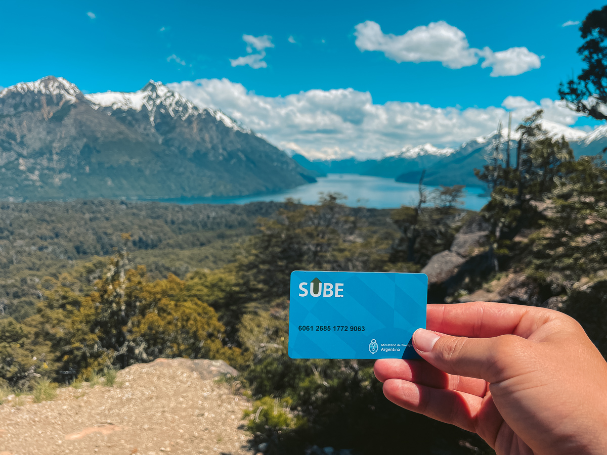 A picture of my SUBE card at the top of Cerro Llao Llao.