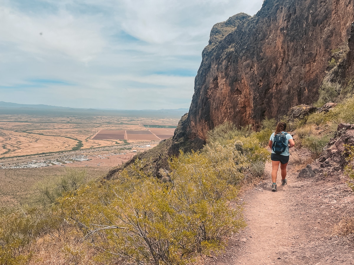 The outside trail of Picacho peak with the view of the RV Park. 