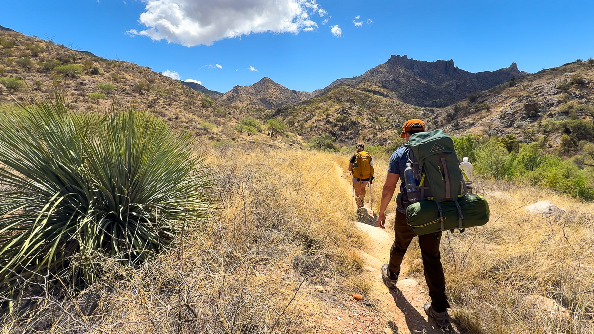Our hike back to the end of the Sabino Canyon road after camping at Hutch's Pool