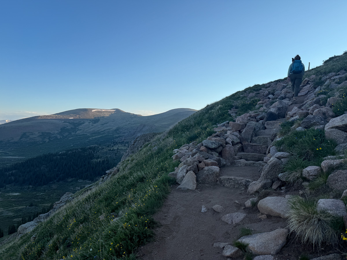 The beginning of the elevation gain on the Mount Bierstadt trail. 