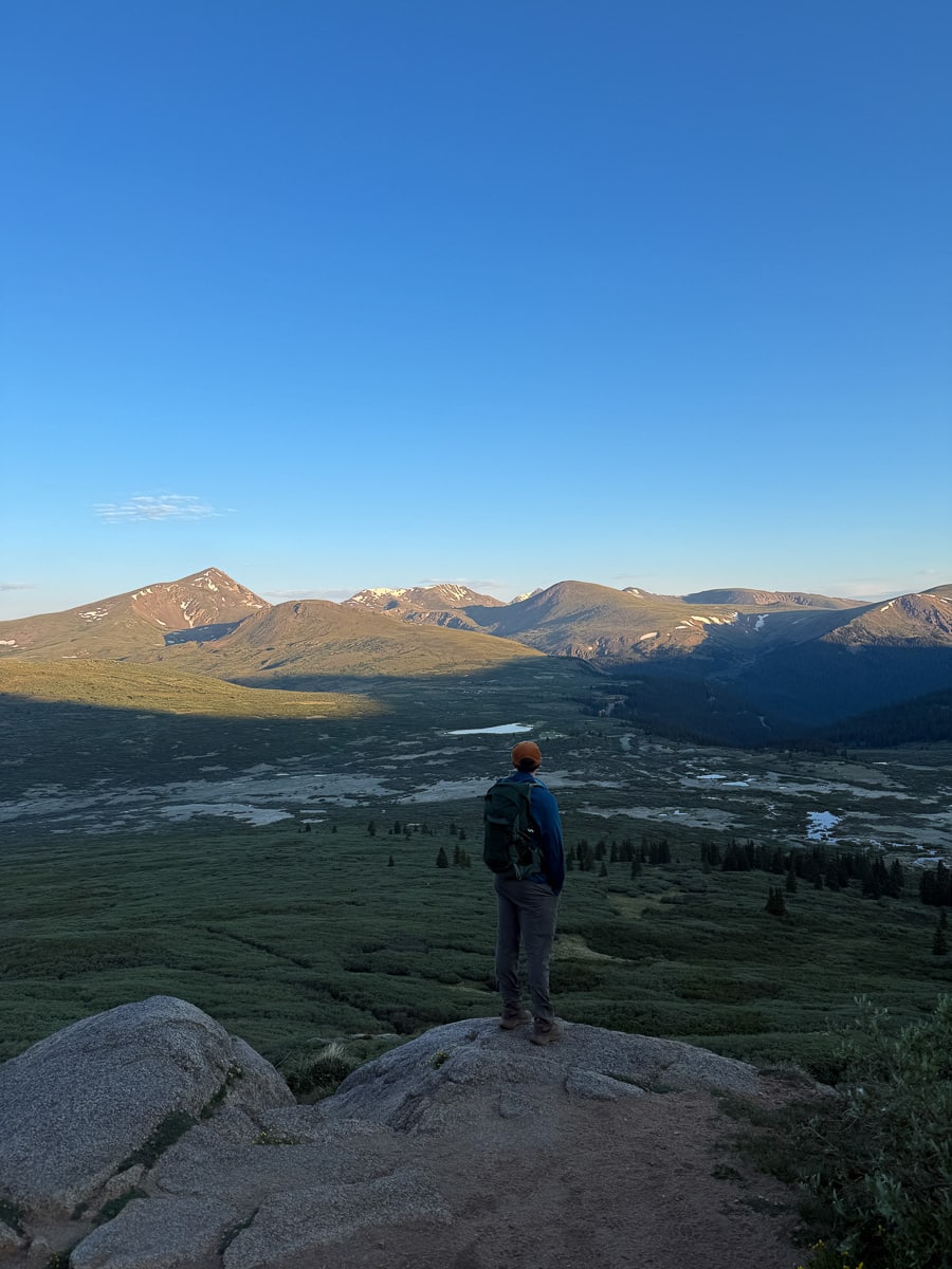 Hiking up Mount Bierstadt trail to summit the peak